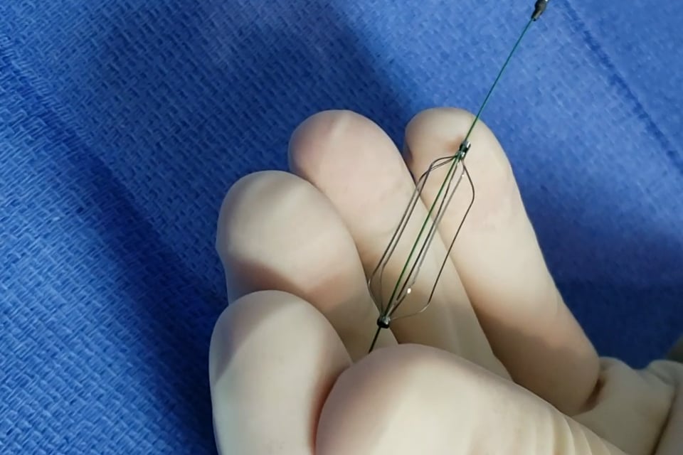 Mounting stent in wire